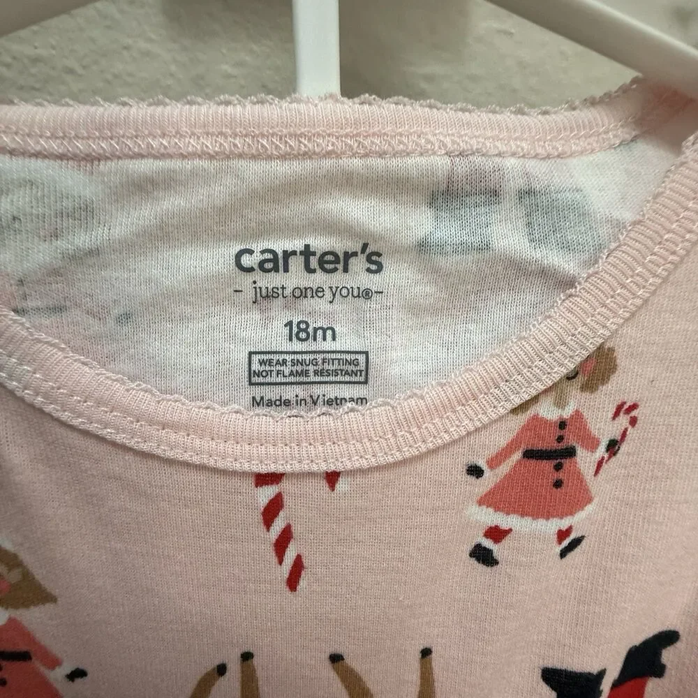 Carter's Just One You Baby Christmas Pajamas 2 Piece Set 18 Months NWT Santa Red